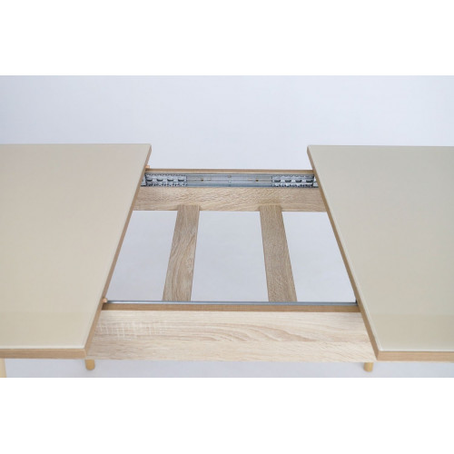 Стол кухонный раскладной со стеклом опоры цилиндрические Хоста Дуб Сонома