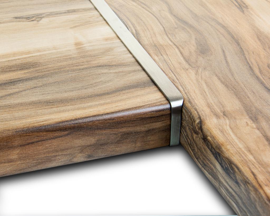 Планка для столешницы соединительная угловая, загиб справа, 600х40 мм, R5, нержавеющая сталь Планка для столешницы соединительная угловая, загиб справа, 600х40 мм, R5, нержавеющая сталь