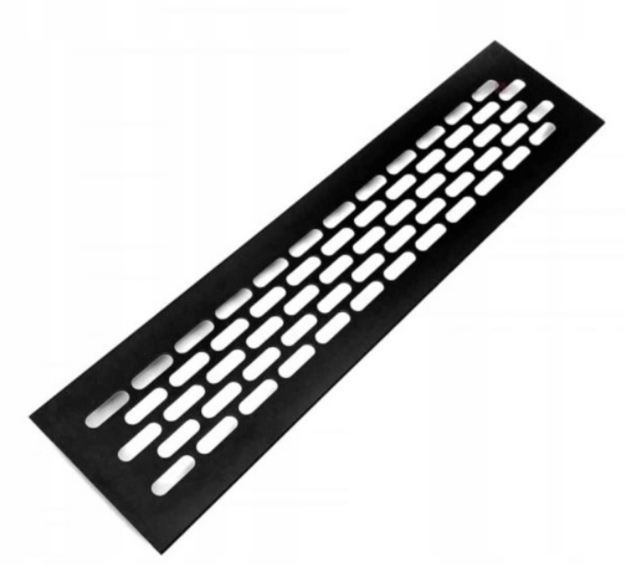 Решетка вентиляционная, h-60 мм, L-480 мм алюминий, ЧЕРНАЯ