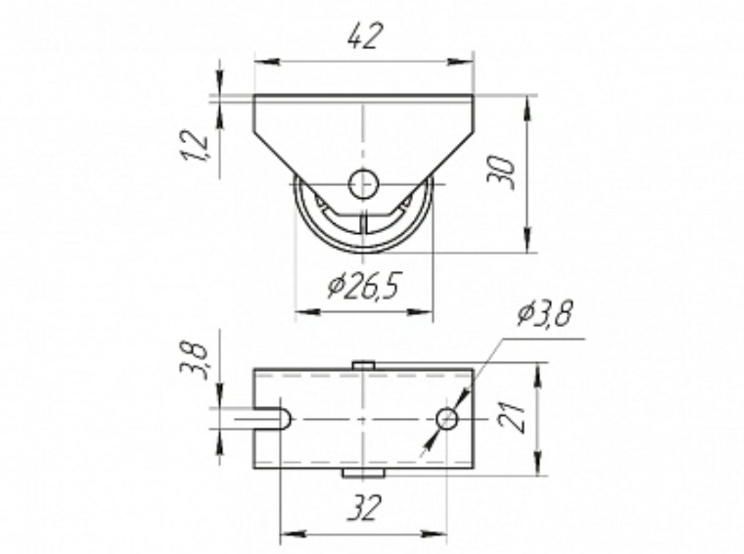Ролик выкатной малый, S=1,2 оцинковка