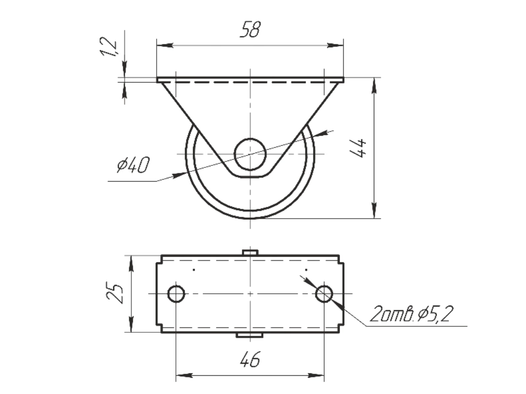 Ролик выкатной Н44, оцинковка