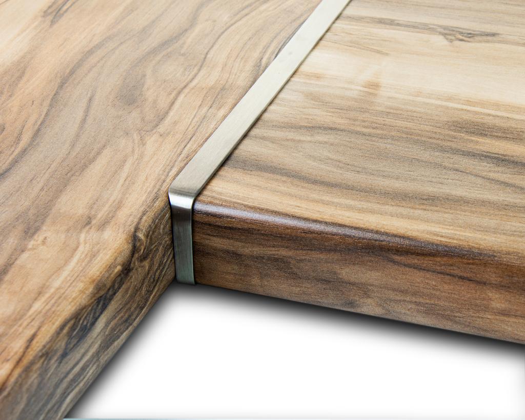 Планка для столешницы соединительная угловая, загиб слева, 600х40 мм, R5, нержавеющая сталь (Уз-40-R Планка для столешницы соединительная угловая, загиб слева, 600х40 мм, R5, нержавеющая сталь (Уз-40-R